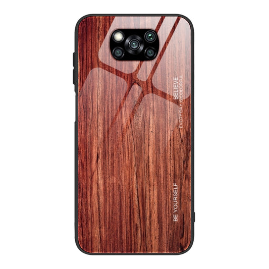 For Xiaomi Poco X3 NFC Wood Grain Glass Protective Case(M05) - Xiaomi Cases by buy2fix | Online Shopping UK | buy2fix
