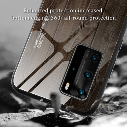 For Huawei P40 Wood Grain Glass Protective Case(M06) - Huawei Cases by buy2fix | Online Shopping UK | buy2fix