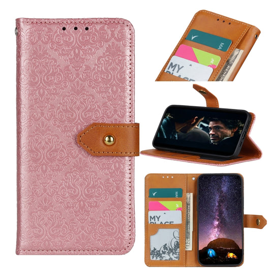 For OPPO Reno5 5G European Floral Embossed Copper Buckle Horizontal Flip PU Leather Case with Holder & Card Slots & Wallet & Photo Frame(Pink) - OPPO Cases by buy2fix | Online Shopping UK | buy2fix
