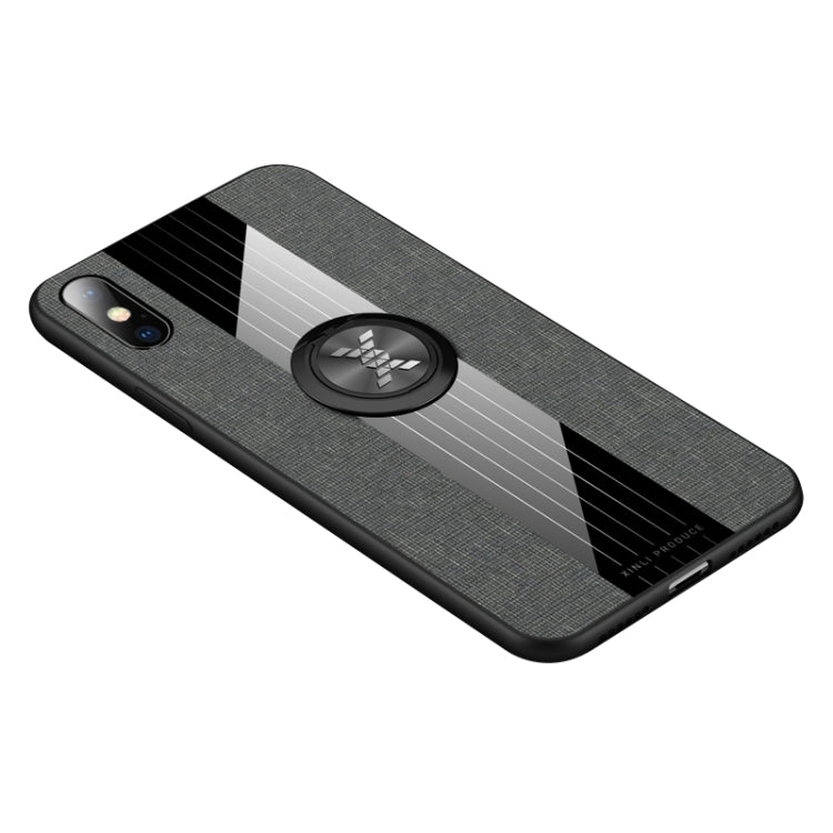 For iPhone XS Max XINLI Stitching Cloth Texture Shockproof TPU Protective Case with Ring Holder(Grey) - More iPhone Cases by XINLI | Online Shopping UK | buy2fix