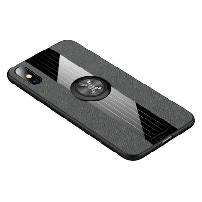 For iPhone XS Max XINLI Stitching Cloth Texture Shockproof TPU Protective Case with Ring Holder(Grey) - More iPhone Cases by XINLI | Online Shopping UK | buy2fix