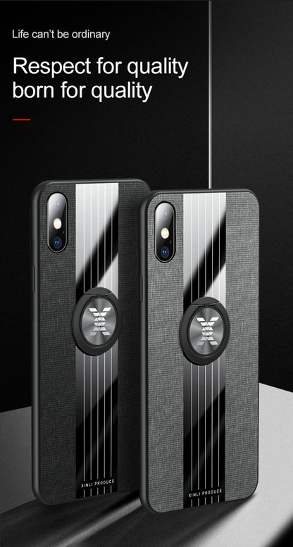 For iPhone XS Max XINLI Stitching Cloth Texture Shockproof TPU Protective Case with Ring Holder(Grey) - More iPhone Cases by XINLI | Online Shopping UK | buy2fix