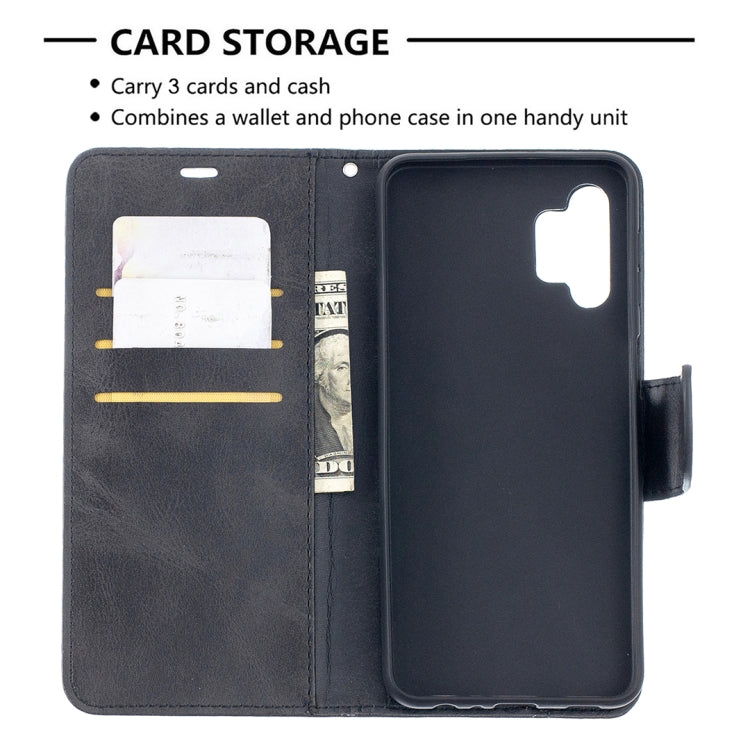 For Samsung Galaxy A32 5G Retro Lambskin Texture Pure Color Horizontal Flip PU Leather Case with Holder & Card Slots & Wallet & Lanyard(Black) by buy2fix