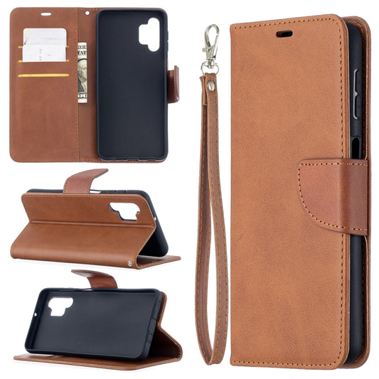 For Samsung Galaxy A32 5G Retro Lambskin Texture Pure Color Horizontal Flip PU Leather Case with Holder & Card Slots & Wallet & Lanyard(Brown) by buy2fix