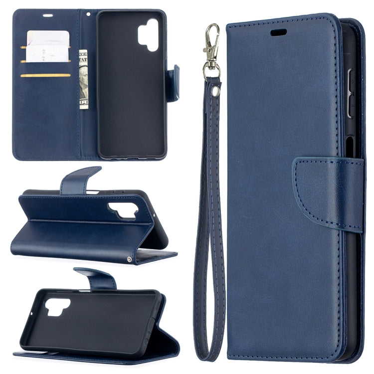 For Samsung Galaxy A32 5G Retro Lambskin Texture Pure Color Horizontal Flip PU Leather Case with Holder & Card Slots & Wallet & Lanyard(Blue) by buy2fix