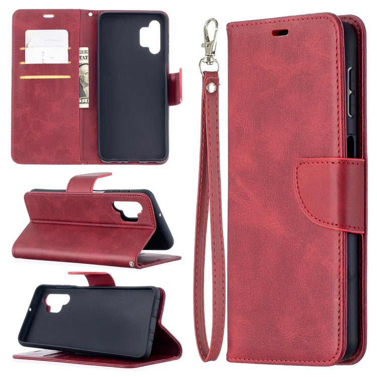 For Samsung Galaxy A32 5G Retro Lambskin Texture Pure Color Horizontal Flip PU Leather Case with Holder & Card Slots & Wallet & Lanyard(Red) by buy2fix
