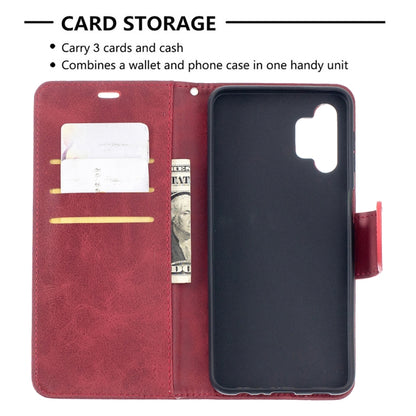 For Samsung Galaxy A32 5G Retro Lambskin Texture Pure Color Horizontal Flip PU Leather Case with Holder & Card Slots & Wallet & Lanyard(Red) by buy2fix