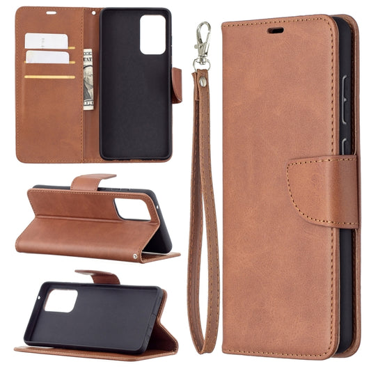 For Samsung Galaxy A72 5G / 4G Retro Lambskin Texture Pure Color Horizontal Flip PU Leather Case with Holder & Card Slots & Wallet & Lanyard(Brown) by buy2fix