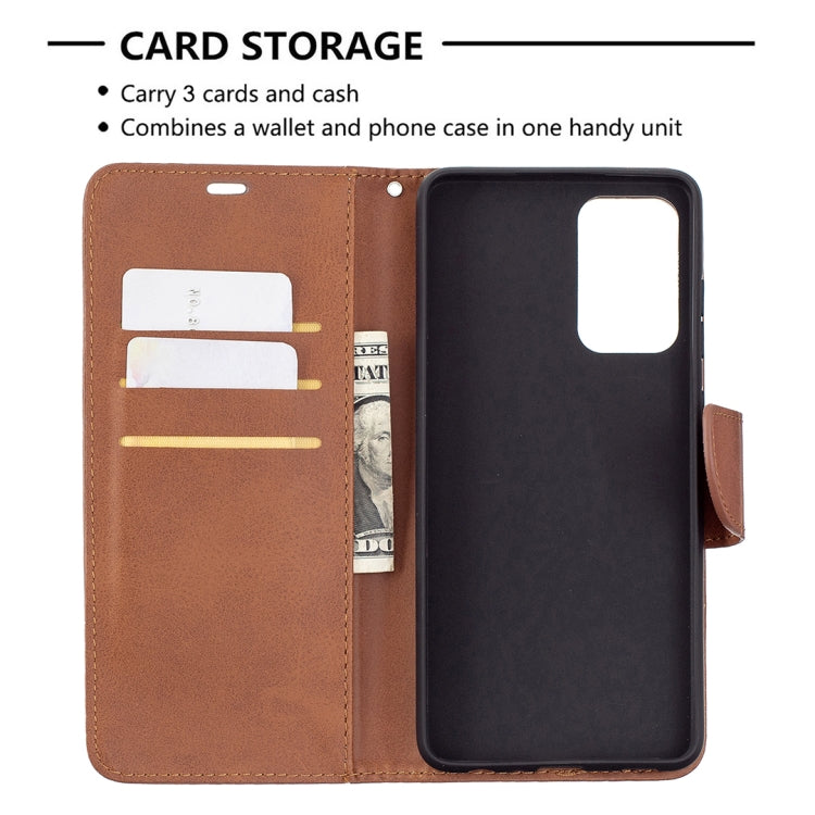 For Samsung Galaxy A72 5G / 4G Retro Lambskin Texture Pure Color Horizontal Flip PU Leather Case with Holder & Card Slots & Wallet & Lanyard(Brown) by buy2fix
