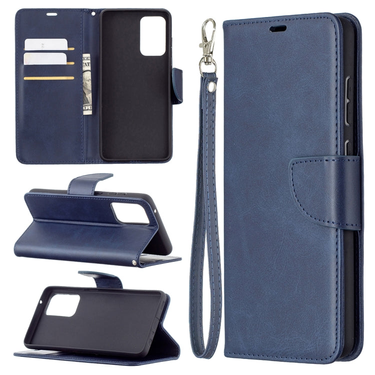 For Samsung Galaxy A72 5G / 4G Retro Lambskin Texture Pure Color Horizontal Flip PU Leather Case with Holder & Card Slots & Wallet & Lanyard(Blue) by buy2fix