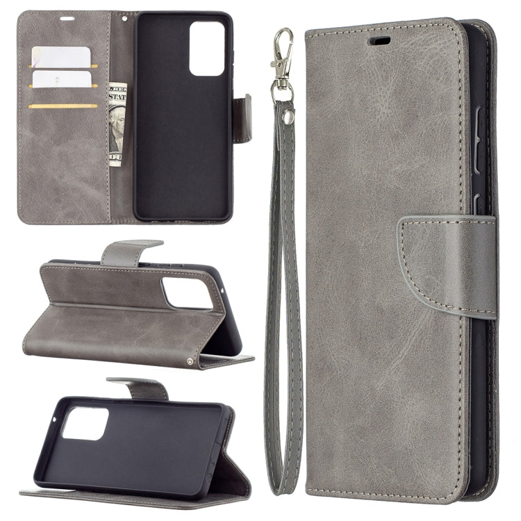 For Samsung Galaxy A72 5G / 4G Retro Lambskin Texture Pure Color Horizontal Flip PU Leather Case with Holder & Card Slots & Wallet & Lanyard(Grey) by buy2fix