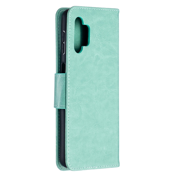For Samsung Galaxy A32 5G Embossing Two Butterflies Pattern Horizontal Flip PU Leather Case with Holder & Card Slot & Wallet & Lanyard(Green) by buy2fix