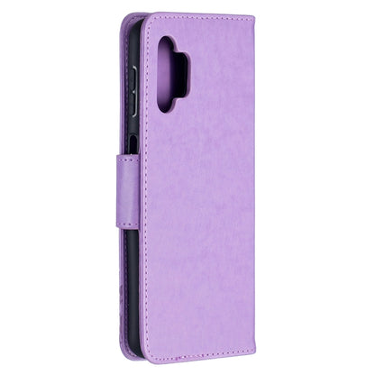 For Samsung Galaxy A32 5G Embossing Two Butterflies Pattern Horizontal Flip PU Leather Case with Holder & Card Slot & Wallet & Lanyard(Purple) by buy2fix