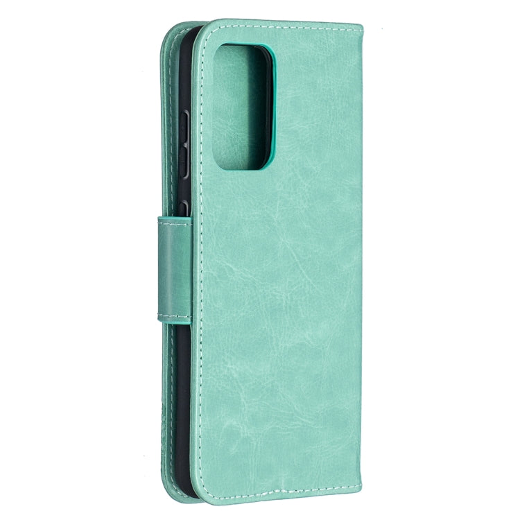 For Samsung Galaxy A52 5G / 4G Embossing Two Butterflies Pattern Horizontal Flip PU Leather Case with Holder & Card Slot & Wallet & Lanyard(Green) by buy2fix