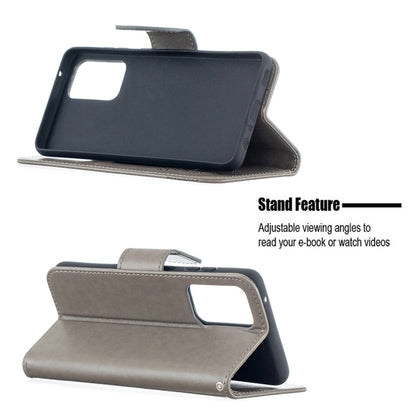 For Samsung Galaxy A52 5G / 4G Embossing Two Butterflies Pattern Horizontal Flip PU Leather Case with Holder & Card Slot & Wallet & Lanyard(Grey) by buy2fix