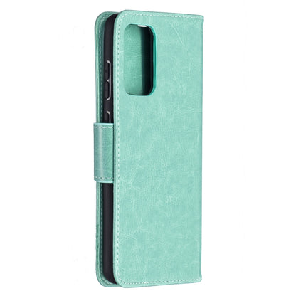 For Samsung Galaxy A72 5G / 4G Embossing Two Butterflies Pattern Horizontal Flip PU Leather Case with Holder & Card Slot & Wallet & Lanyard(Green) by buy2fix