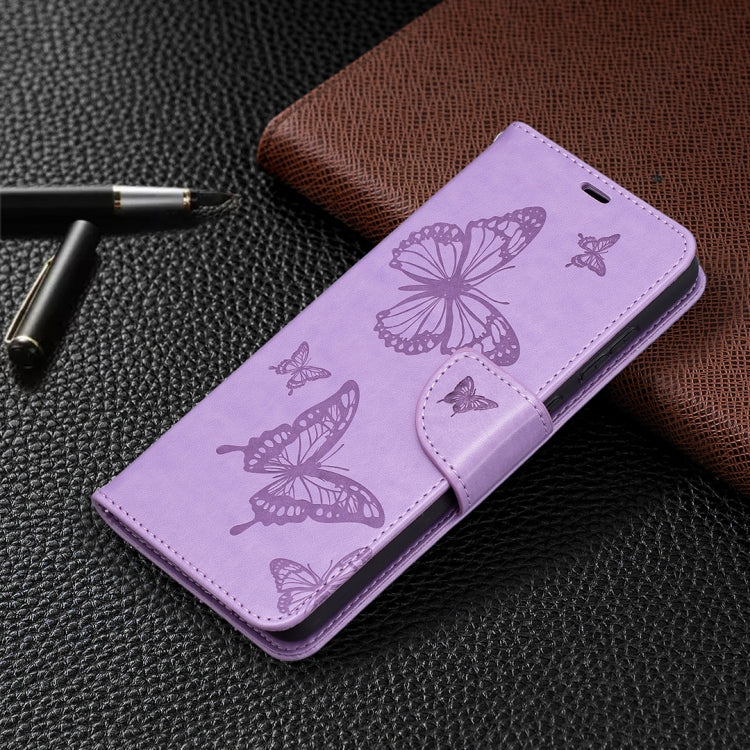 For Samsung Galaxy A72 5G / 4G Embossing Two Butterflies Pattern Horizontal Flip PU Leather Case with Holder & Card Slot & Wallet & Lanyard(Purple) by buy2fix