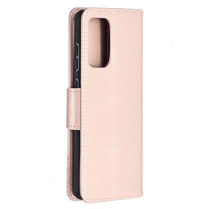 For SamsungGalaxy A72 5G / 4G Embossing Two Butterflies Pattern Horizontal Flip PU Leather Case with Holder & Card Slot & Wallet & Lanyard(Rose Gold) by buy2fix