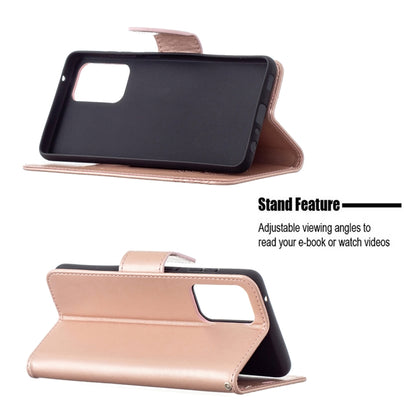 For SamsungGalaxy A72 5G / 4G Embossing Two Butterflies Pattern Horizontal Flip PU Leather Case with Holder & Card Slot & Wallet & Lanyard(Rose Gold) by buy2fix