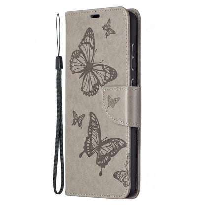 For Samsung Galaxy A72 5G / 4G Embossing Two Butterflies Pattern Horizontal Flip PU Leather Case with Holder & Card Slot & Wallet & Lanyard(Grey) by buy2fix
