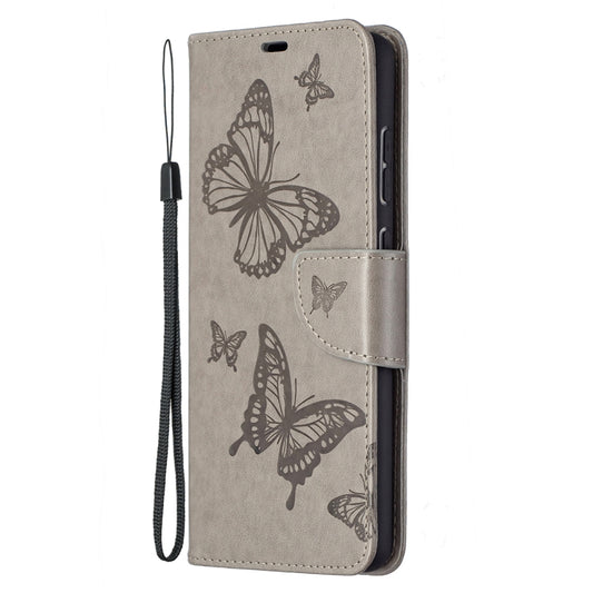 For Samsung Galaxy A72 5G / 4G Embossing Two Butterflies Pattern Horizontal Flip PU Leather Case with Holder & Card Slot & Wallet & Lanyard(Grey) by buy2fix