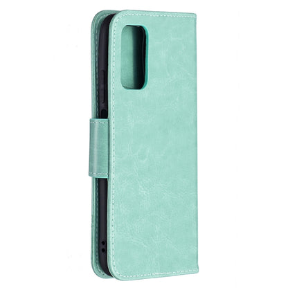 For Xiaomi Poco M3 Embossing Two Butterflies Pattern Horizontal Flip PU Leather Case with Holder & Card Slot & Wallet & Lanyard(Green) - Xiaomi Cases by buy2fix | Online Shopping UK | buy2fix