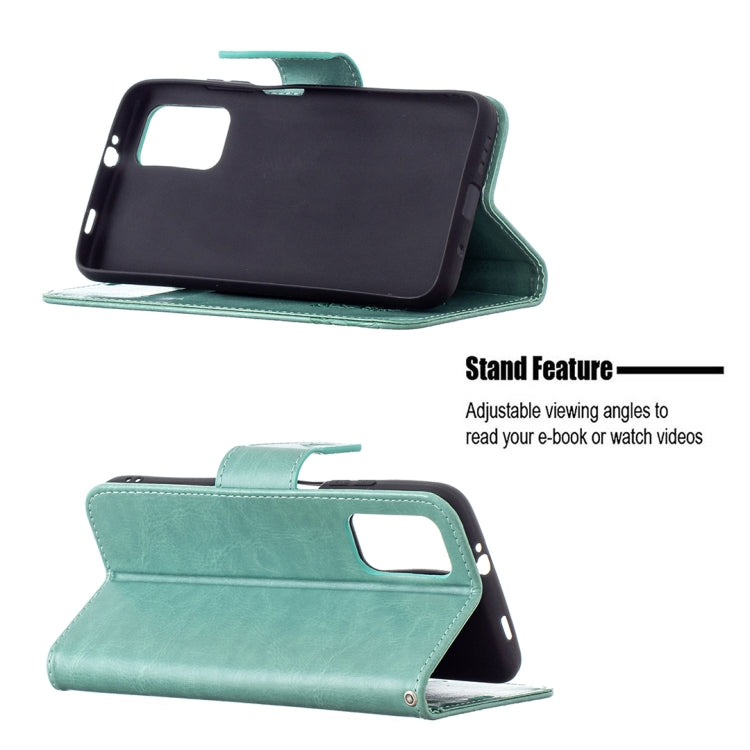 For Xiaomi Poco M3 Embossing Two Butterflies Pattern Horizontal Flip PU Leather Case with Holder & Card Slot & Wallet & Lanyard(Green) - Xiaomi Cases by buy2fix | Online Shopping UK | buy2fix