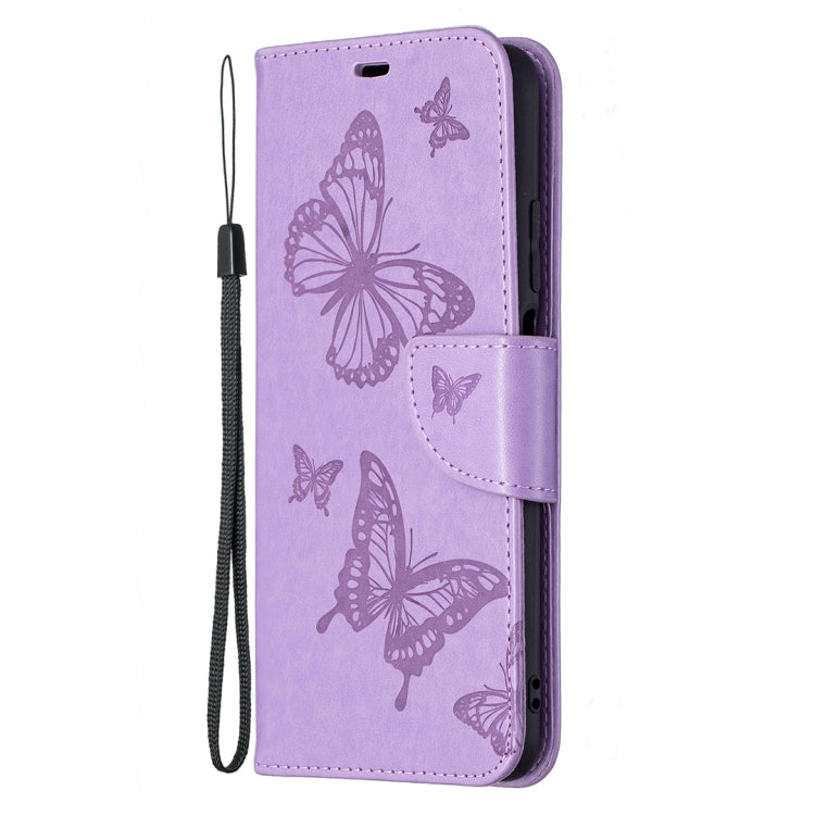 For Xiaomi Poco M3 Embossing Two Butterflies Pattern Horizontal Flip PU Leather Case with Holder & Card Slot & Wallet & Lanyard(Purple) - Xiaomi Cases by buy2fix | Online Shopping UK | buy2fix