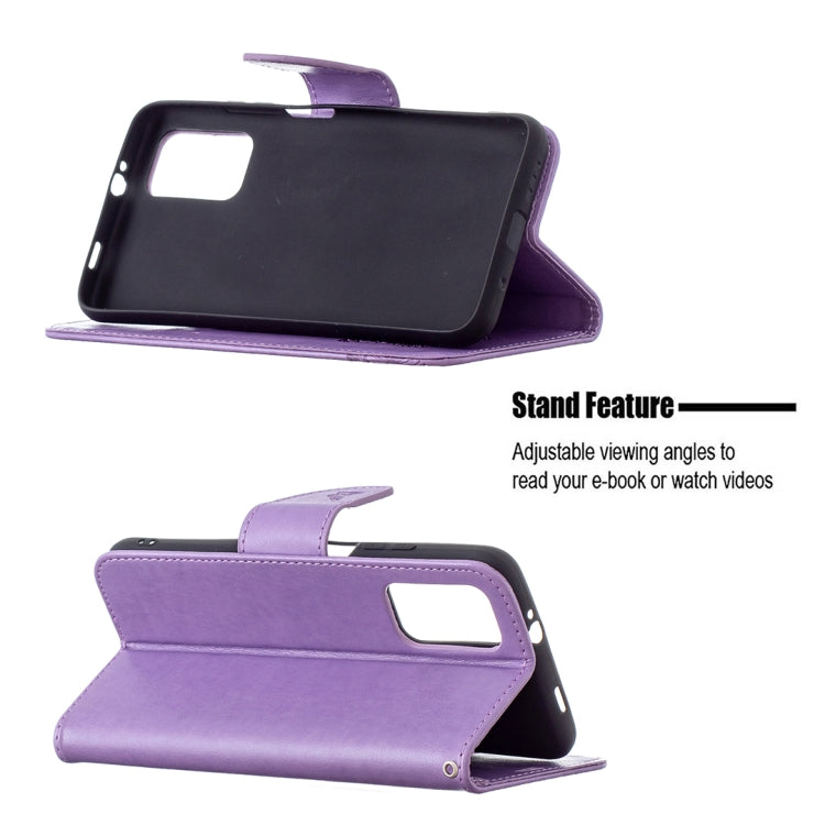 For Xiaomi Poco M3 Embossing Two Butterflies Pattern Horizontal Flip PU Leather Case with Holder & Card Slot & Wallet & Lanyard(Purple) - Xiaomi Cases by buy2fix | Online Shopping UK | buy2fix