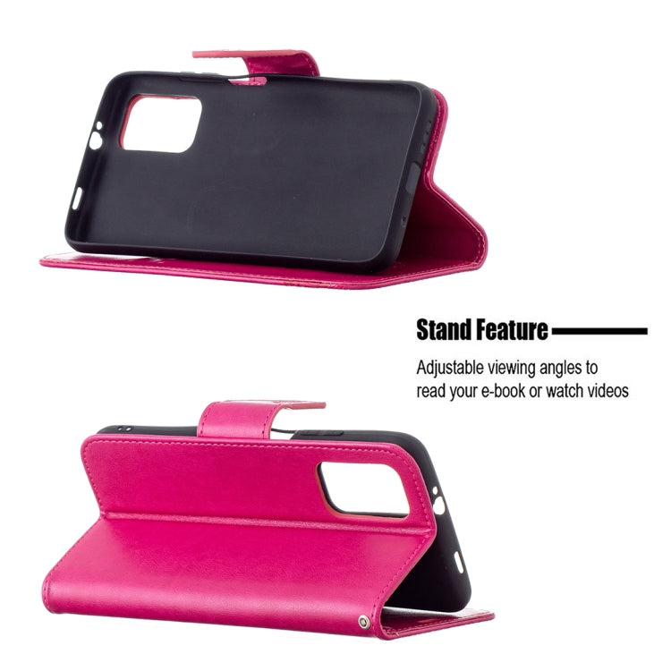 For Xiaomi Poco M3 Embossing Two Butterflies Pattern Horizontal Flip PU Leather Case with Holder & Card Slot & Wallet & Lanyard(Rose Red) - Xiaomi Cases by buy2fix | Online Shopping UK | buy2fix