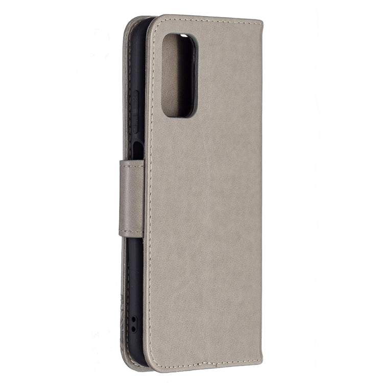 For Xiaomi Poco M3 Embossing Two Butterflies Pattern Horizontal Flip PU Leather Case with Holder & Card Slot & Wallet & Lanyard(Grey) - Xiaomi Cases by buy2fix | Online Shopping UK | buy2fix