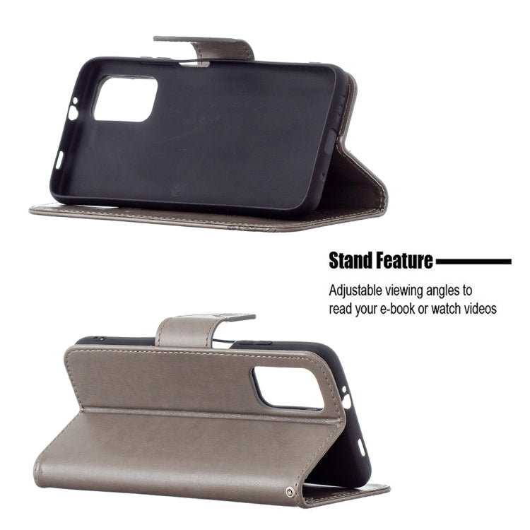 For Xiaomi Poco M3 Embossing Two Butterflies Pattern Horizontal Flip PU Leather Case with Holder & Card Slot & Wallet & Lanyard(Grey) - Xiaomi Cases by buy2fix | Online Shopping UK | buy2fix