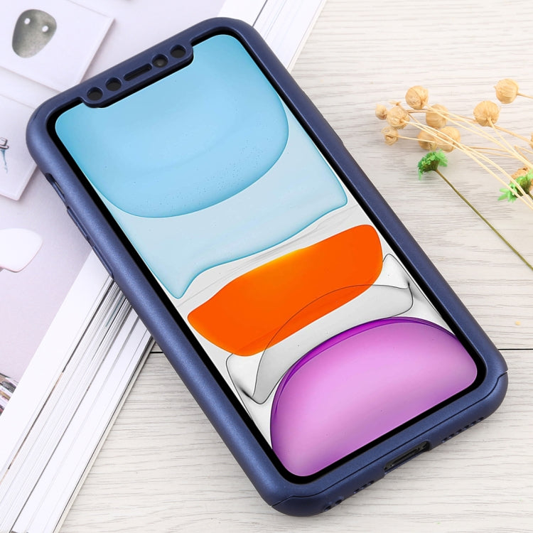 For iPhone 11 Shockproof PC Full Coverage Protective Case with Tempered Glass Film(Blue) - iPhone 11 Cases by buy2fix | Online Shopping UK | buy2fix