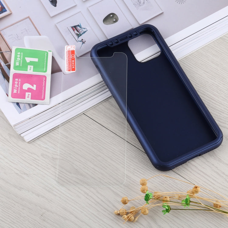 For iPhone 11 Shockproof PC Full Coverage Protective Case with Tempered Glass Film(Blue) - iPhone 11 Cases by buy2fix | Online Shopping UK | buy2fix