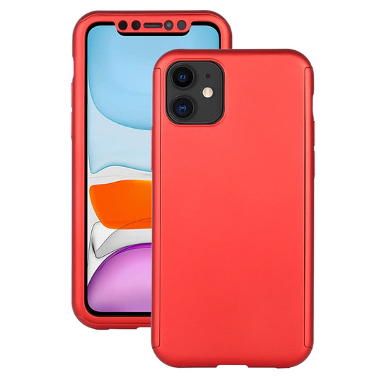 For iPhone 11 Shockproof PC Full Coverage Protective Case with Tempered Glass Film(Red) - iPhone 11 Cases by buy2fix | Online Shopping UK | buy2fix