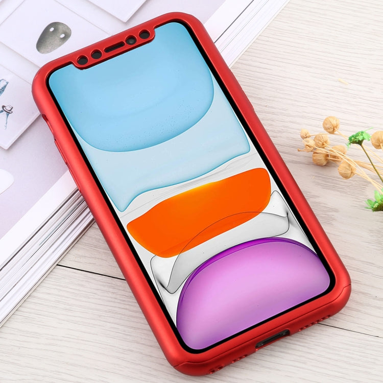 For iPhone 11 Shockproof PC Full Coverage Protective Case with Tempered Glass Film(Red) - iPhone 11 Cases by buy2fix | Online Shopping UK | buy2fix