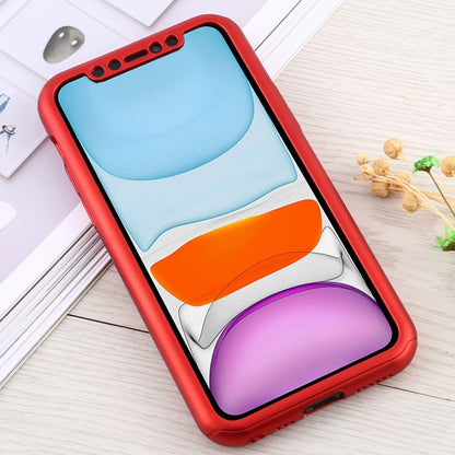 For iPhone 11 Shockproof PC Full Coverage Protective Case with Tempered Glass Film(Red) - iPhone 11 Cases by buy2fix | Online Shopping UK | buy2fix