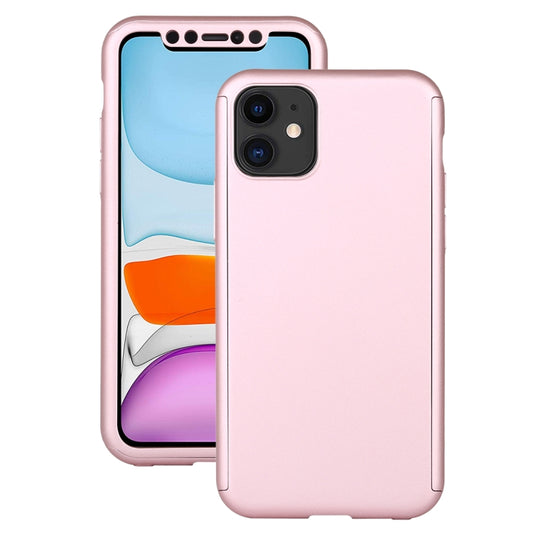 For iPhone 11 Shockproof PC Full Coverage Protective Case with Tempered Glass Film(Rose Gold) - iPhone 11 Cases by buy2fix | Online Shopping UK | buy2fix