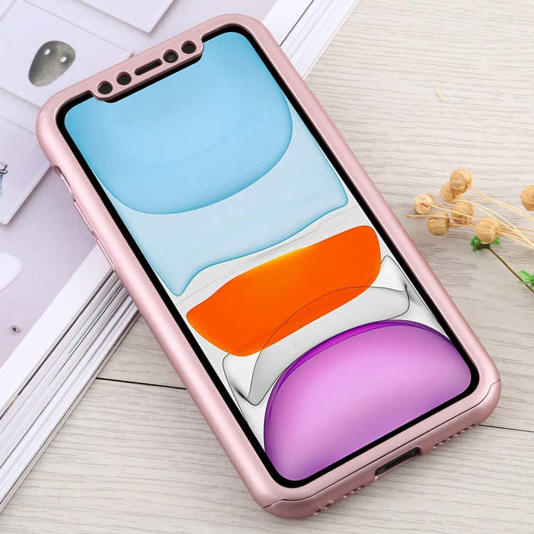 For iPhone 11 Shockproof PC Full Coverage Protective Case with Tempered Glass Film(Rose Gold) - iPhone 11 Cases by buy2fix | Online Shopping UK | buy2fix