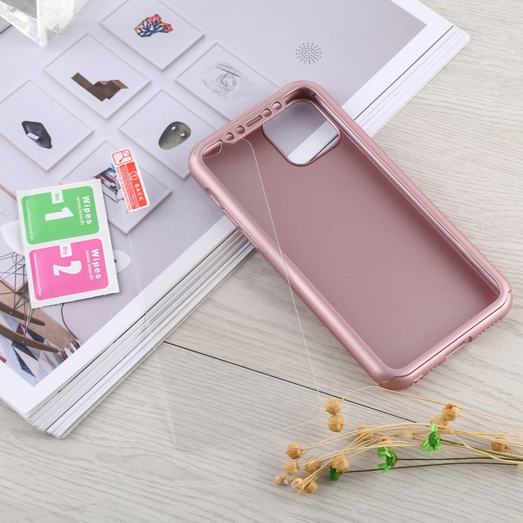 For iPhone 11 Shockproof PC Full Coverage Protective Case with Tempered Glass Film(Rose Gold) - iPhone 11 Cases by buy2fix | Online Shopping UK | buy2fix