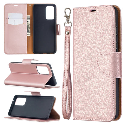 For Samsung Galaxy A52 5G / 4G Litchi Texture Pure Color Horizontal Flip PU Leather Case with Holder & Card Slots & Wallet & Lanyard(Rose Gold) by buy2fix