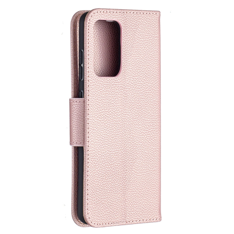 For Samsung Galaxy A52 5G / 4G Litchi Texture Pure Color Horizontal Flip PU Leather Case with Holder & Card Slots & Wallet & Lanyard(Rose Gold) by buy2fix