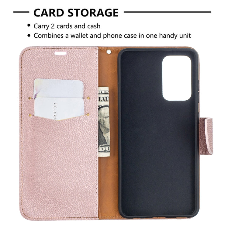 For Samsung Galaxy A52 5G / 4G Litchi Texture Pure Color Horizontal Flip PU Leather Case with Holder & Card Slots & Wallet & Lanyard(Rose Gold) by buy2fix