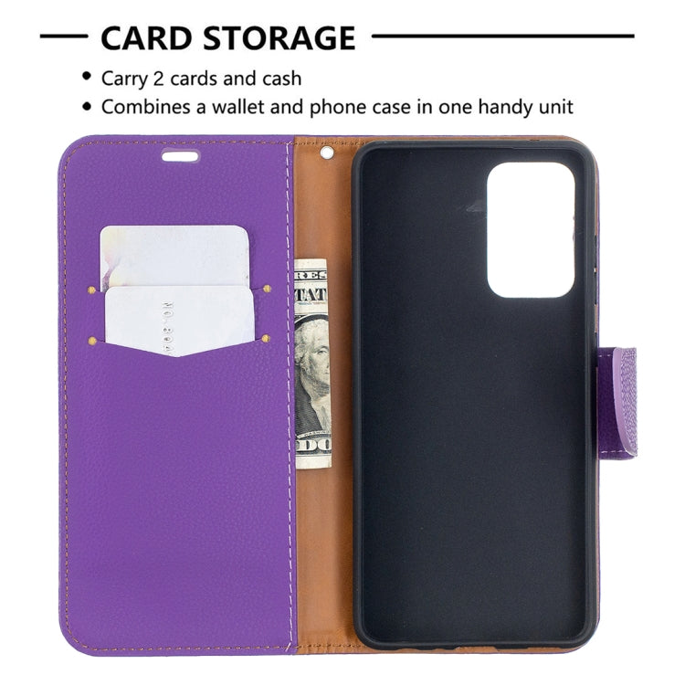 For Samsung Galaxy A52 5G / 4G Litchi Texture Pure Color Horizontal Flip PU Leather Case with Holder & Card Slots & Wallet & Lanyard(Purple) by buy2fix