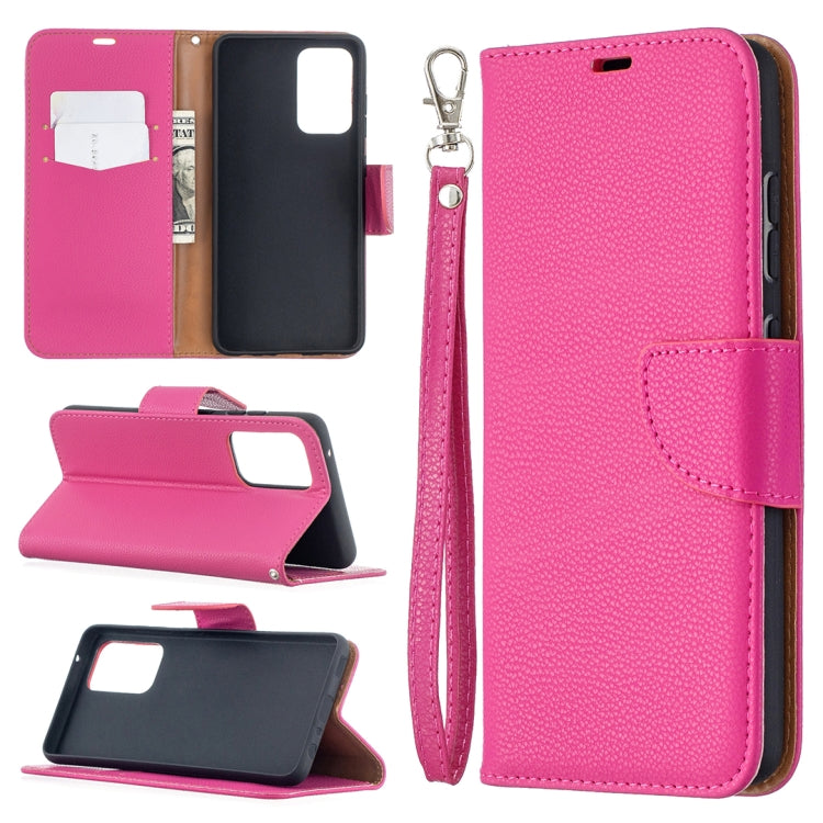 For Samsung Galaxy A52 5G / 4G Litchi Texture Pure Color Horizontal Flip PU Leather Case with Holder & Card Slots & Wallet & Lanyard(Rose Red) by buy2fix