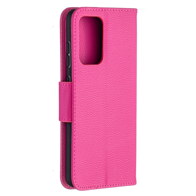 For Samsung Galaxy A52 5G / 4G Litchi Texture Pure Color Horizontal Flip PU Leather Case with Holder & Card Slots & Wallet & Lanyard(Rose Red) by buy2fix