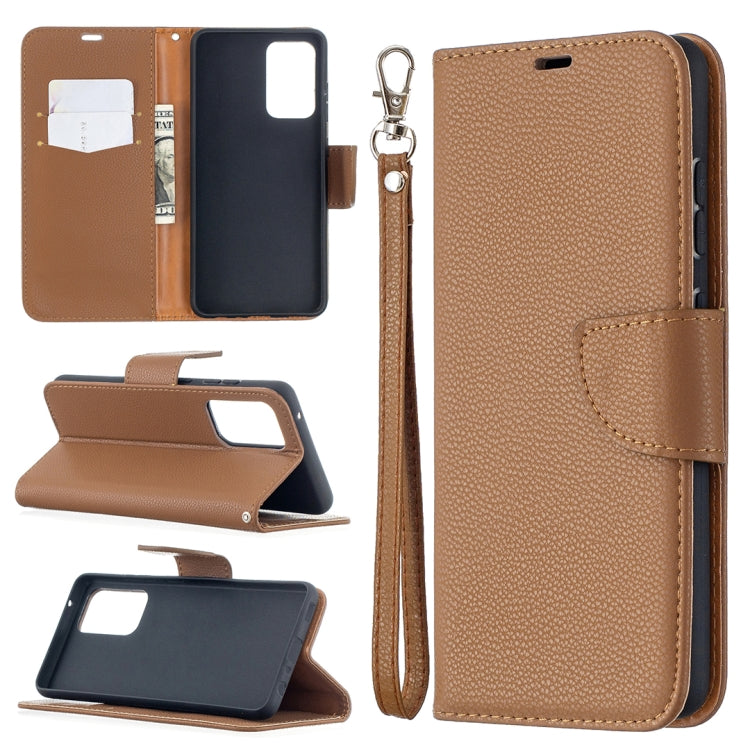 For Samsung Galaxy A52 5G / 4G Litchi Texture Pure Color Horizontal Flip PU Leather Case with Holder & Card Slots & Wallet & Lanyard(Brown) by buy2fix