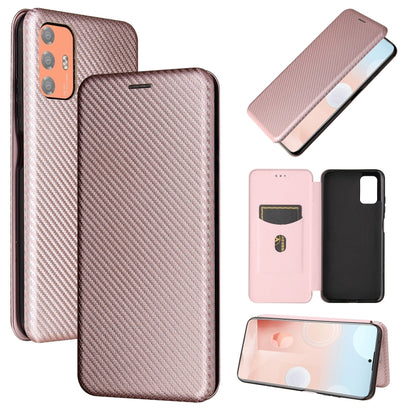 For HTC Desire 21 Pro Carbon Fiber Texture Horizontal Flip TPU + PC + PU Leather Case with Card Slot(Pink) - More Brand by buy2fix | Online Shopping UK | buy2fix