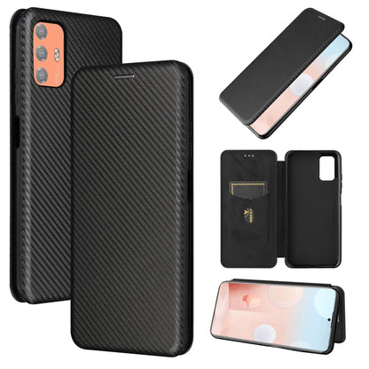For HTC Desire 21 Pro Carbon Fiber Texture Horizontal Flip TPU + PC + PU Leather Case with Card Slot(Black) - More Brand by buy2fix | Online Shopping UK | buy2fix