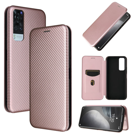 For vivo Y51 2020 Carbon Fiber Texture Horizontal Flip TPU + PC + PU Leather Case with Card Slot(Pink) - vivo Cases by buy2fix | Online Shopping UK | buy2fix